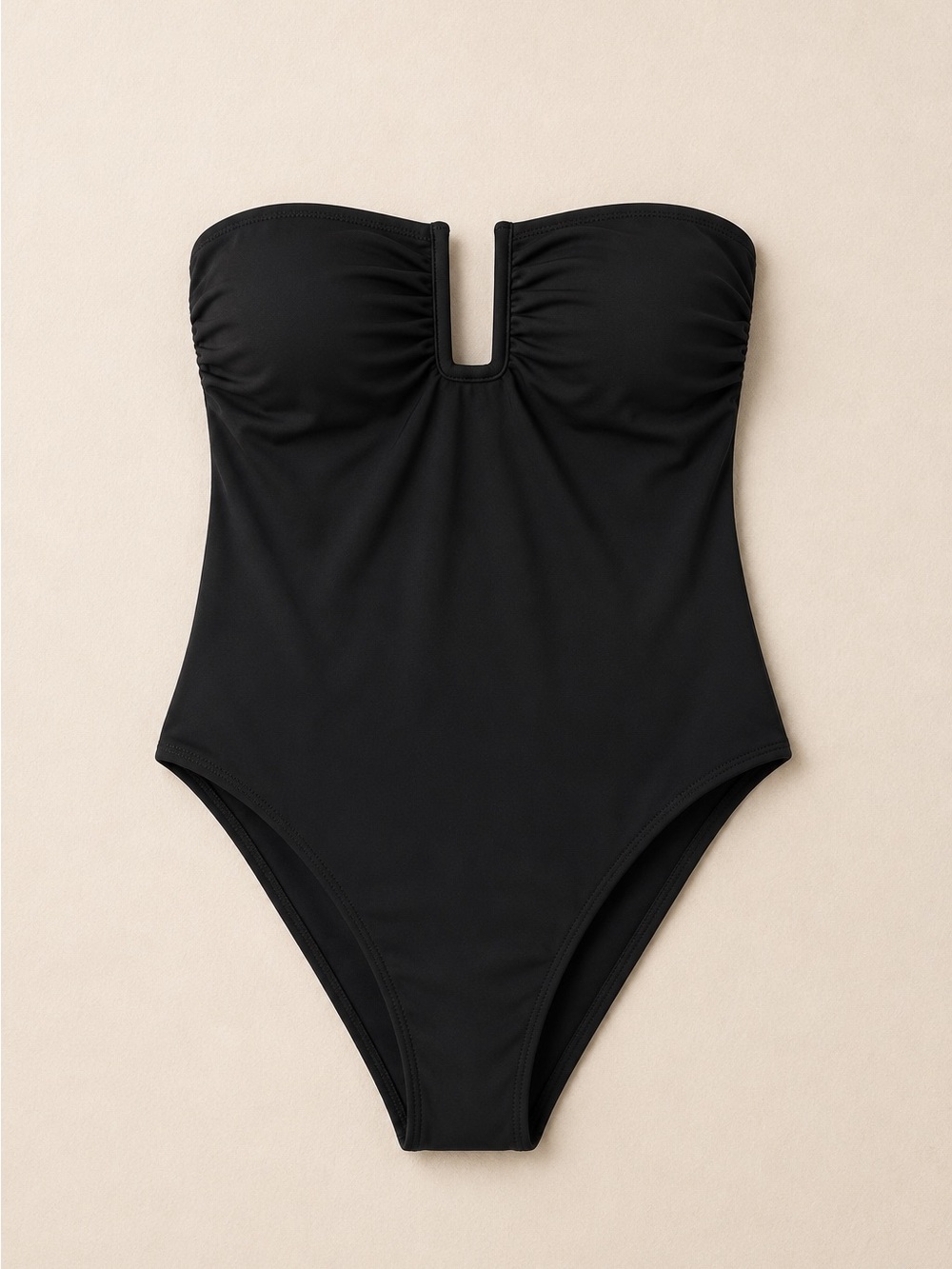H&M Women’s Size L Black Strapless One-Piece Swimsuit with Sexy notch Neckline